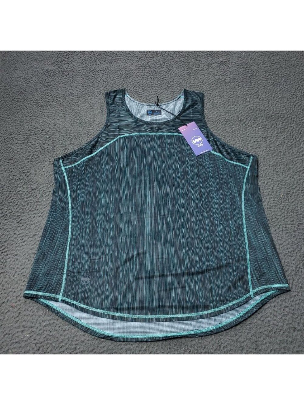 Janji Helio Tech Tank Top Sea Striped Blue Green Womens XL